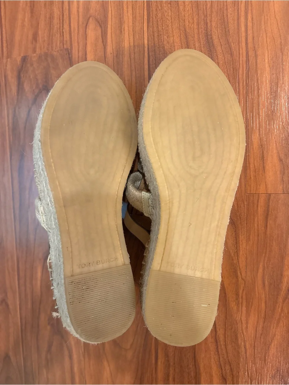 Tory Burch Fisherman Leather Espadrille Platform Sandals Metallic Womens 7